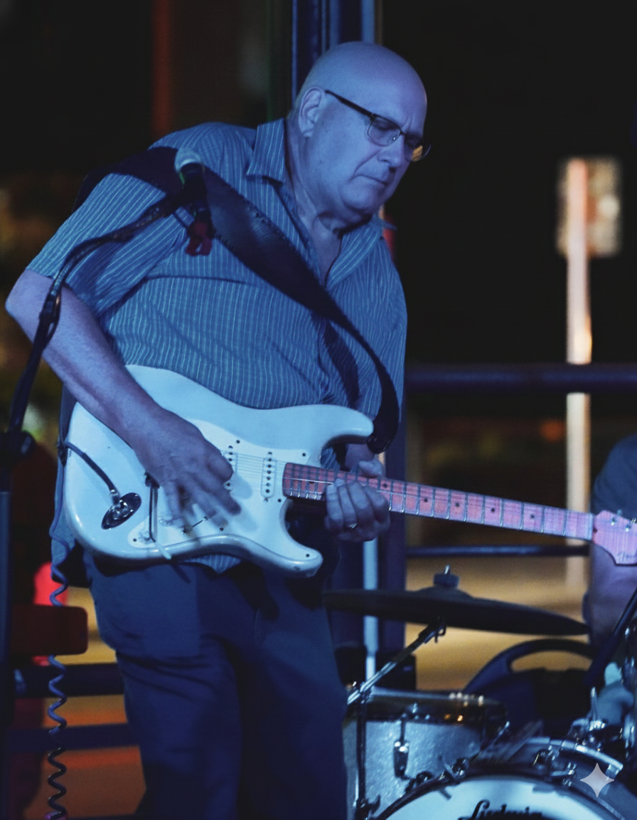 victor giardino playing guitar stage performance